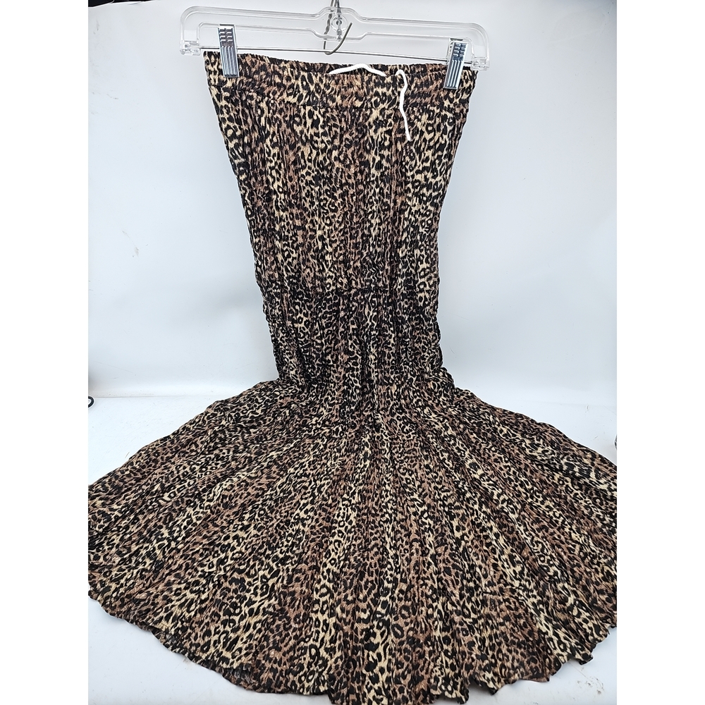 Leopard Print Tencel Strapless Dress - Picture 2 of 5